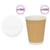 vidaXL Vasos de caf&eacute; de papel con tapa 1000 uds 12oz 300ml
