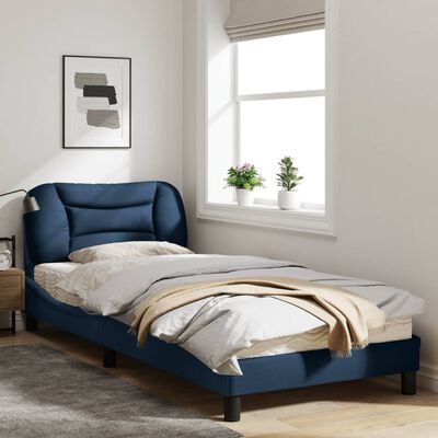 vidaXL Estructura de cama con luces LED tela azul 90x200 cm