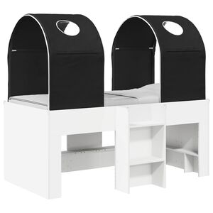 vidaXL Cama con T&uacute;nel 3 uds. Blanco y Negro Madera de ingenier&iacute;a