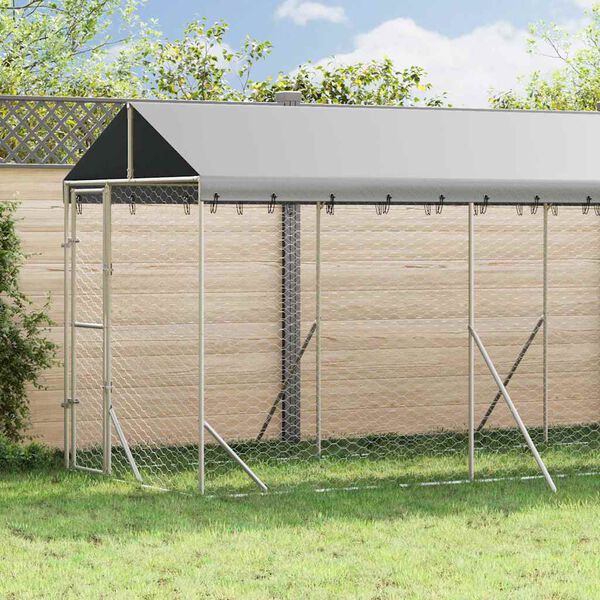 vidaXL Perrera de exterior con toldo acero galvanizado plata 2x10x2,5m