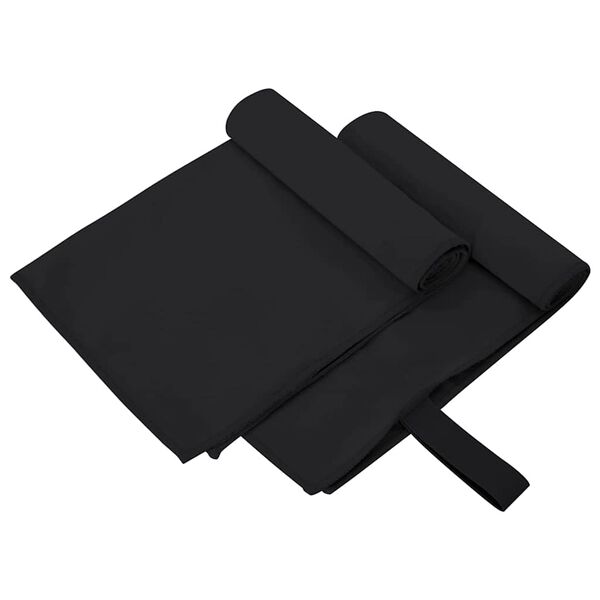 vidaXL Toallas Deportivas 2 pcs Negro 50 x 30 cm Poli&eacute;ster y Poliamida