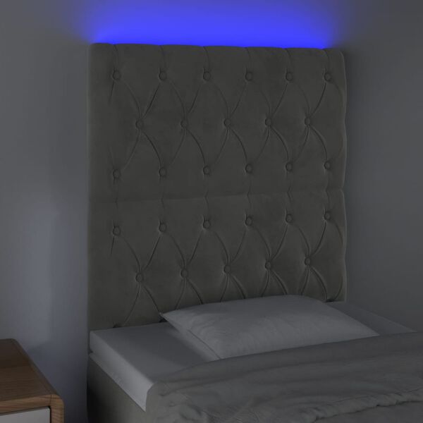 vidaXL Cabecero con luces LED terciopelo gris claro 80x7x118/128 cm