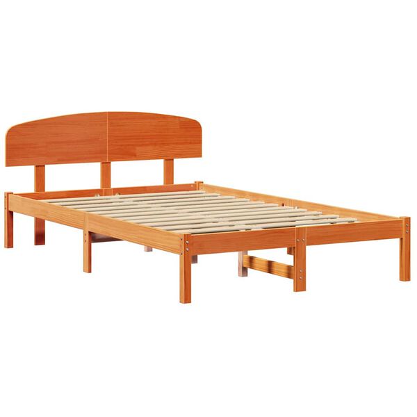vidaXL Estructura de cama con cabecera Marr&oacute;n cera 120 x 200 cm