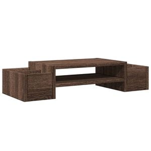 vidaXL Soporte de pantalla con almacenaje marr&oacute;n roble 70x27x15 cm