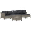 vidaXL Set de muebles de jard&iacute;n 6 pzas y cojines rat&aacute;n sint&eacute;tico gris