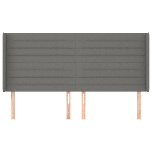 vidaXL Cabecero con orejas de tela gris oscuro 183x16x118/128 cm