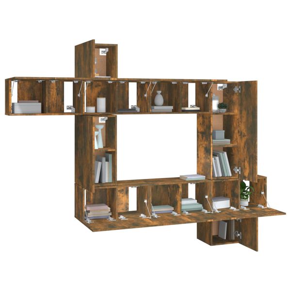 vidaXL Set de muebles de TV 10 pzas madera contrachapada roble ahumado