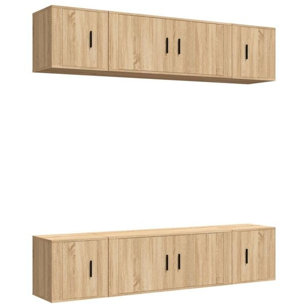 vidaXL Set de muebles para TV 6 pzas madera contrachapada roble sonoma