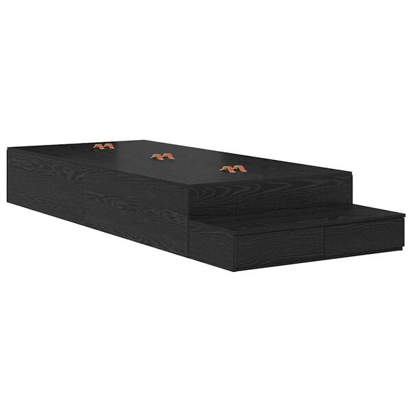 vidaXL Cama con almacenamiento Roble Negro 100 cm Madera contrachapada