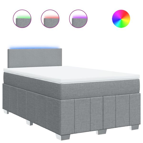 vidaXL Cama box spring con colch&oacute;n tela gris claro 120x190 cm