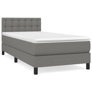 vidaXL Cama box spring con colch&oacute;n tela gris oscuro 80x200 cm