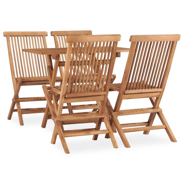 vidaXL Set de comedor de jard&iacute;n plegable 5 pzas madera maciza de teca