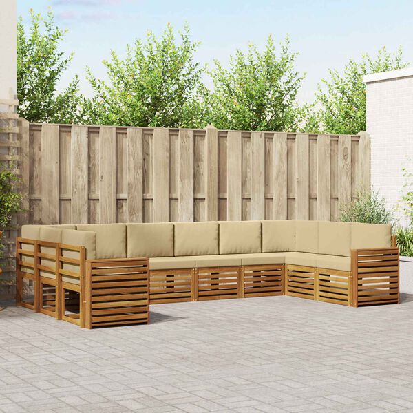 vidaXL Conjunto de Sof&aacute; Seccional con coj&iacute;n 10 pcs Natural y Beige