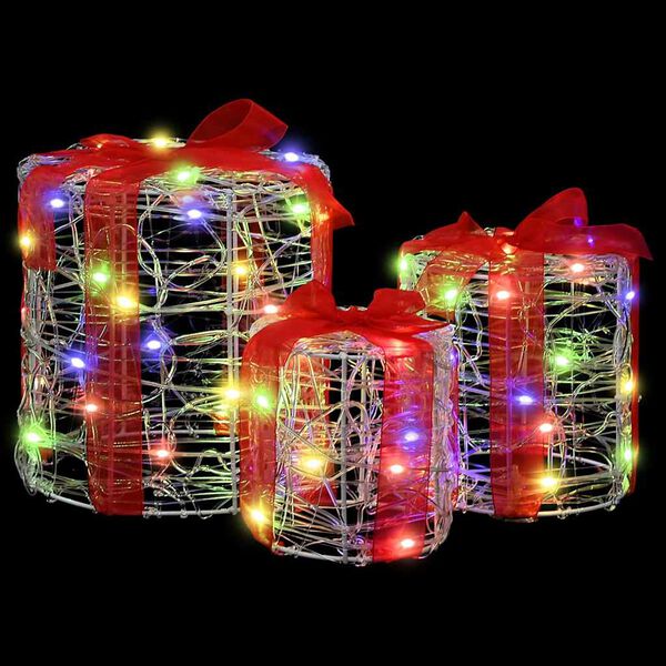 vidaXL Decoración de Caja de Regalo 3 pcs de colores 20 x 20 x 21 cm