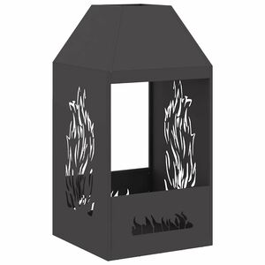 vidaXL Taz&oacute;n de fuego Negro 50 x 50 x 100 cm Acero oxidado