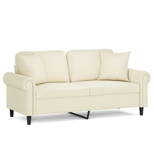 vidaXL Sof&aacute; de 2 plazas con cojines terciopelo color crema 140 cm