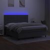 vidaXL Cama box spring colch&oacute;n y luces LED tela gris oscuro 180x200 cm