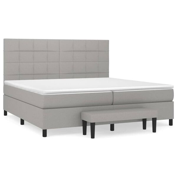 vidaXL Cama box spring con colch&oacute;n tela gris claro 200x200 cm