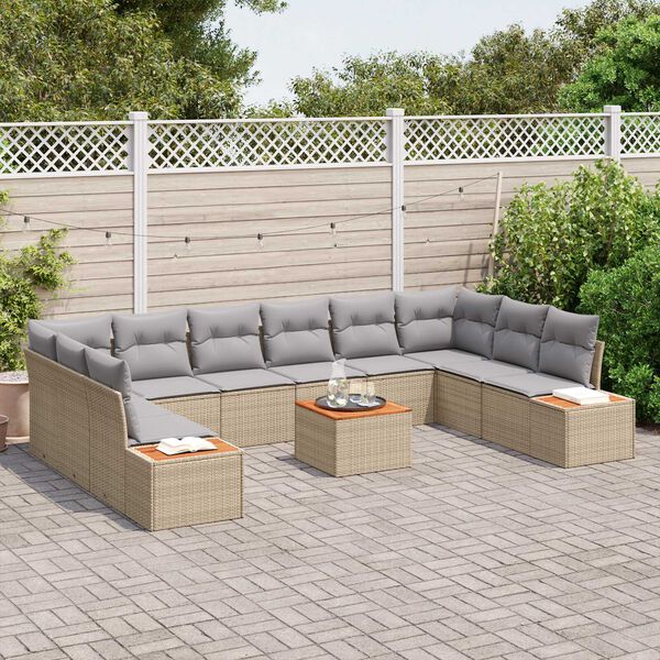 vidaXL Conjunto de sof&aacute;s de jard&iacute;n con coj&iacute;n 10 pcs Beige y Gris Claro