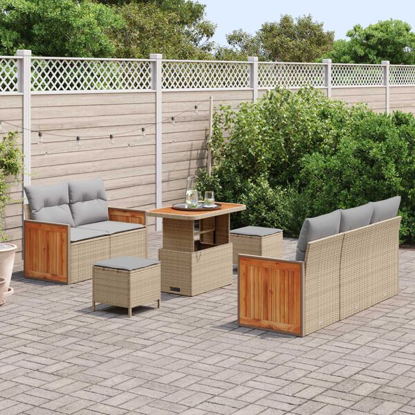 vidaXL Conjunto de sof&aacute; de jard&iacute;n con coj&iacute;n 8 pcs beige y gris claro