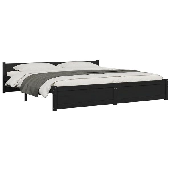 vidaXL Estructura de cama sin colchón madera maciza negro 180x200 cm