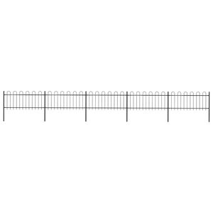 vidaXL Valla de jard&iacute;n con aro superior de acero 838x80 cm negra