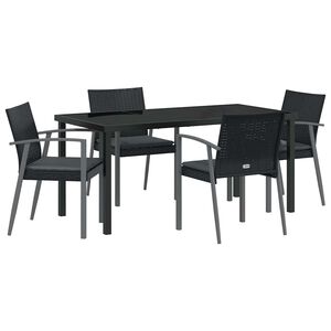 vidaXL Conjunto de Comedor de Jard&iacute;n 5 pcs Negro y Gris