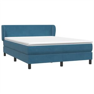 vidaXL Cama box spring con colch&oacute;n terciopelo azul oscuro 140x210 cm