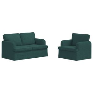 vidaXL Juego de Sof&aacute; 2 pcs Verde oscuro 144 x 80 x 85 cm tela