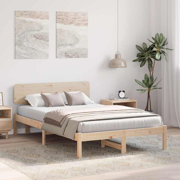 vidaXL Estructura de cama Natural 120 x 190 cm Madera de pino macizo