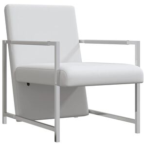 vidaXL Sill&oacute;n con patas cromadas cuero sint&eacute;tico blanco
