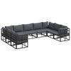 vidaXL Conjunto de sof&aacute;s de jard&iacute;n 9 uds. Negro Aluminio