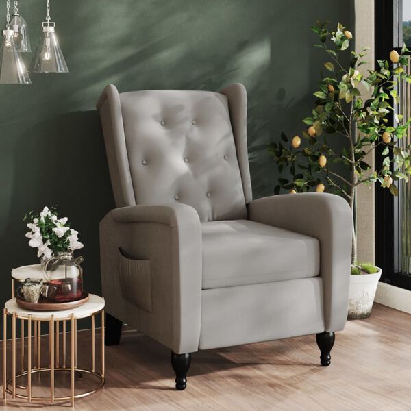 vidaXL Sill&oacute;n reclinable de terciopelo gris claro