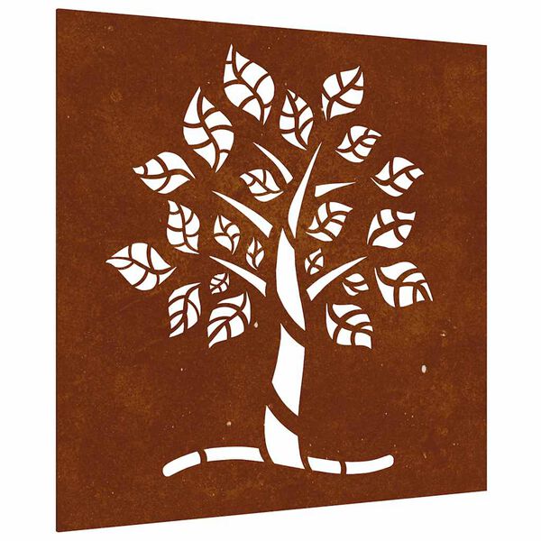 vidaXL Adorno de pared de jard&iacute;n acero corten dise&ntilde;o &aacute;rbol 55x55 cm