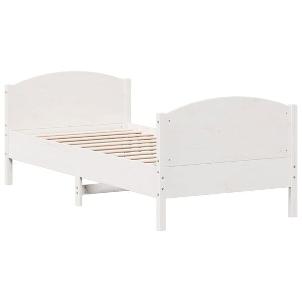 vidaXL Estructura de cama sin colch&oacute;n madera maciza blanca 90x190 cm