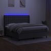 vidaXL Cama box spring colch&oacute;n y luces LED tela gris oscuro 160x200 cm