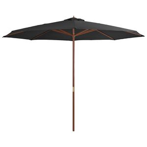 vidaXL Sombrilla de jard&iacute;n con palo de madera 350 cm gris antracita