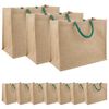 vidaXL Bolsas de yute 10 Natural y verde 42 x 33 x 19 cm