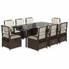 vidaXL Set comedor para jard&iacute;n 9 pzas y cojines rat&aacute;n sint&eacute;tico marr&oacute;n