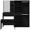 vidaXL Conjunto de mesa de vestidor con LED 4 pcs Roble Negro