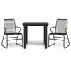 vidaXL Juego de comedor de jard&iacute;n 3 piezas rat&aacute;n PVC negro