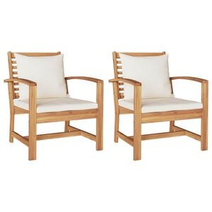 vidaXL Silla con coj&iacute;n 2 Pieza Marr&oacute;n y crema 65 x 60 x 76,5 cm