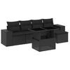 vidaXL Set de sof&aacute;s de jard&iacute;n 6 piezas y cojines rat&aacute;n sint&eacute;tico negro