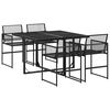 vidaXL Juego de comedor de jard&iacute;n 5 piezas rat&aacute;n sint&eacute;tico negro