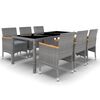 vidaXL Set de comedor de jard&iacute;n 7 pzas rat&aacute;n sint&eacute;tico vidrio gris