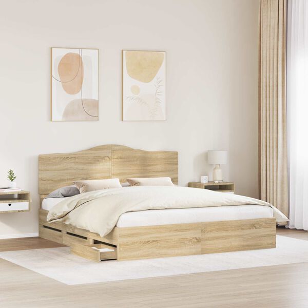 vidaXL Estructura de cama Roble Sonoma 180 x 200 cm Madera Ingenieril