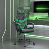 vidaXL Silla gaming con reposapiés cuero sintético negro verde