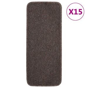 vidaXL Alfombrillas de escalera 15 uds marr&oacute;n rectangular 60x25 cm