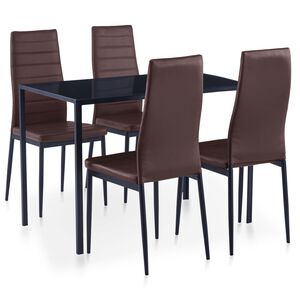 vidaXL Conjunto de mesa y sillas de comedor 5 piezas marrón