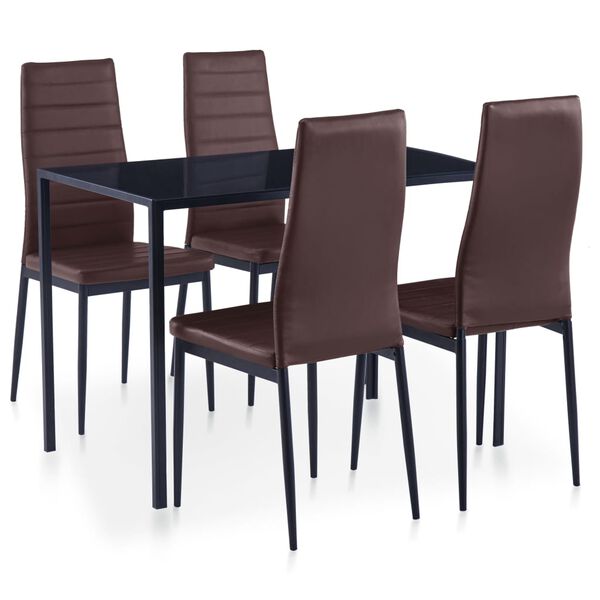 vidaXL Conjunto de mesa y sillas de comedor 5 piezas marr&oacute;n
